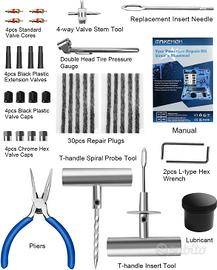 Kit Riparazione Pneumatici Auto, 69 Pezzi per Auto