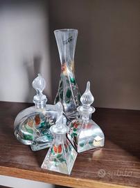 elegante set in vetro con formelle 