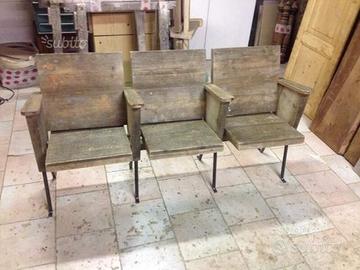 Sedie cinema fila da 3 assi vecchie