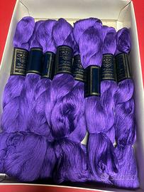 11 gomitoli puro cotone MTC viola e verde
