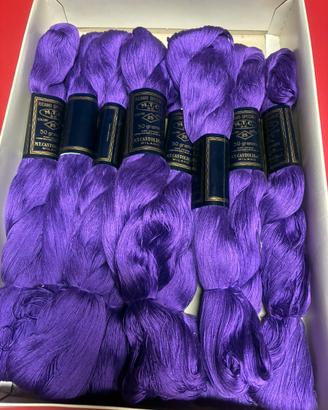 11 gomitoli puro cotone MTC viola e verde