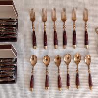 24 posate e 2 apribottiglie ottone e palissandro