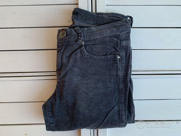 Pantaloni Donna Tg. 44 Cotone a costine Sisley Gri