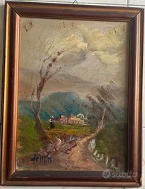 Olio su tela – Paesaggio con viale