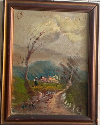 Olio su tela – Paesaggio con viale