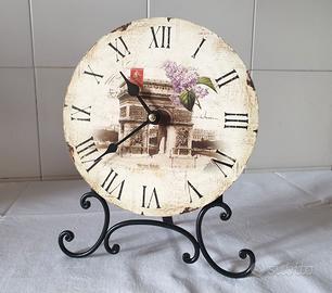 Orologio chic tavolo quadrante anticato e supporto