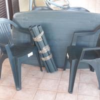 Tavolo sedie da giardino da esterno resina verde