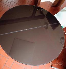 tavolo rotondo design legno-vetro