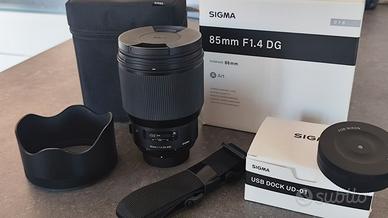 Sigma 85 1.4 DG HSM Art x Nikon F+USB Dock +filtro
