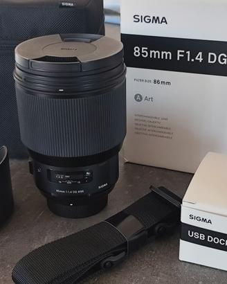 Sigma 85 1.4 DG HSM Art x Nikon F+USB Dock +filtro