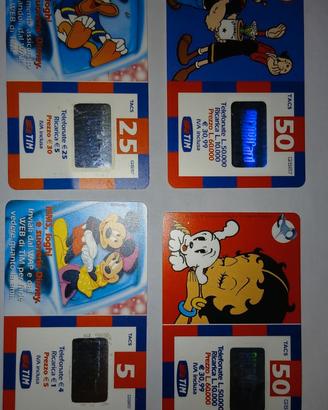 Schede telefoniche ricaricard cartoni fumetti n° 4