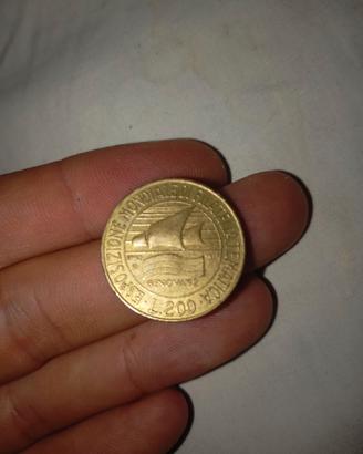 Moneta 200 lire esposizione mondiale di filatelia