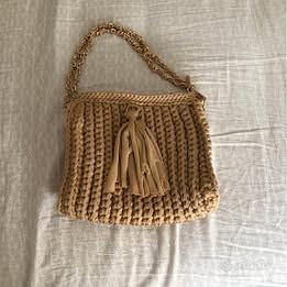 Pochette/borsa donna NUOVA in maglia beige