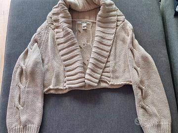 Cardigan corto coprispalle Mango tg M beige dorato
