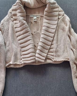 Cardigan corto coprispalle Mango tg M beige dorato