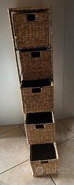 Cassettiera in fibra naturale 23x35x103cm - NUOVA
