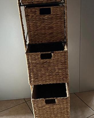 Cassettiera in fibra naturale 23x35x103cm - NUOVA