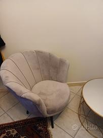 poltrona in velluto rosa antico