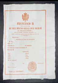 Carta di passaggio pergamena borbonica '800