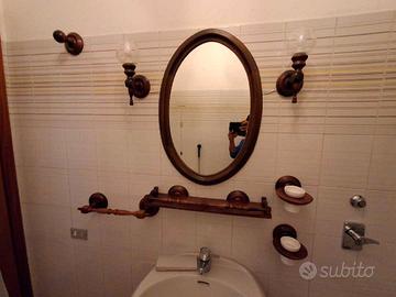 Set bagno vintage legno specchio applique