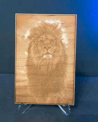 Quadretto in legno inciso a laser: Leone