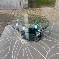 TAVOLINO GIREVOLE VETRO E ACCIAIO- arredo moderno