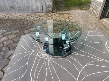 TAVOLINO GIREVOLE VETRO E ACCIAIO- arredo moderno