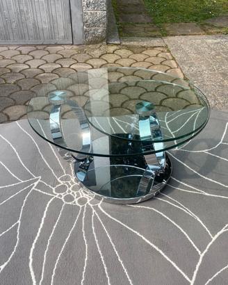 TAVOLINO GIREVOLE VETRO E ACCIAIO- arredo moderno