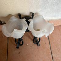 Lampade da parete in ferro e vetro satinato