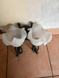Lampade da parete in ferro e vetro satinato