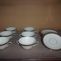 6 tazze porcellana con doppio manico, con relativi