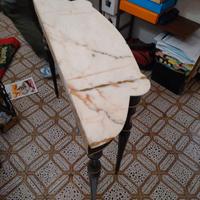 Tavolino da parete con piano in marmo per restauro