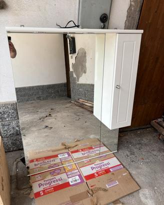 Specchio bagno con 2 faretti e cassetto