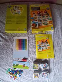  2 giochi da tavolo x tabelline e x orologio