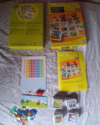  2 giochi da tavolo x tabelline e x orologio