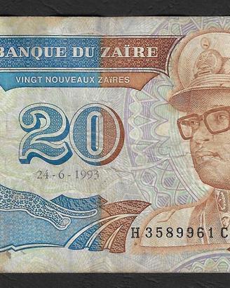 Zaire - banconota circolata da 20 Nuovi Zaires P-5