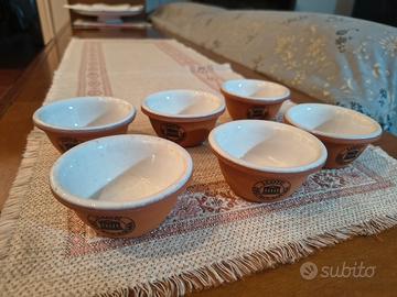 sei ciotole di terracotta per pinzimonio