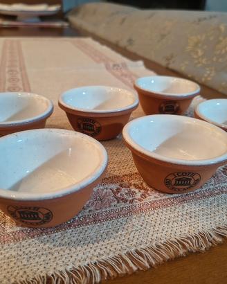 sei ciotole di terracotta per pinzimonio