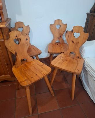 4 sedie tirolesi in pino massello usate 