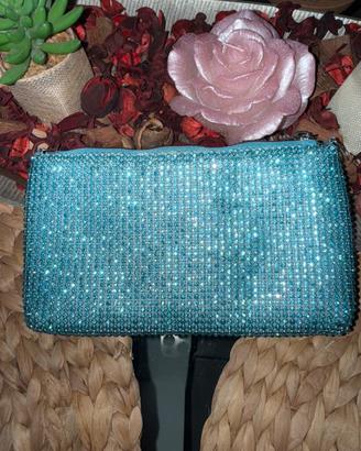 Tracolla brillantini azzurra