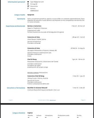 Cameriera di sala/Barista