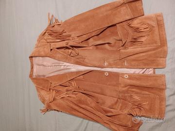 giacca pelle scamosciata frange