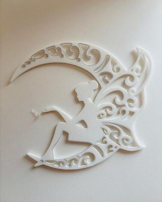 Fata sulla Luna – Decorazione Stampa 3D Line Art