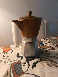 Vintage Brown 70s Ceramic Moka Pot 