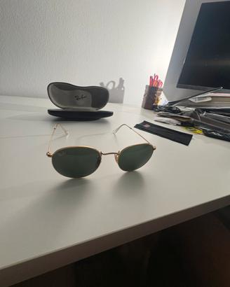 Occhiali da sole rayban round metal rb3447 oro
