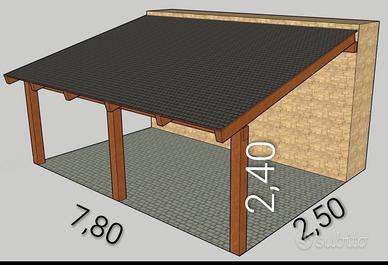 portico in legno compreso tegole