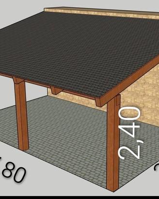 portico in legno compreso tegole