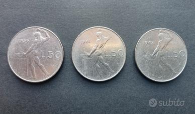 Lotto di Monete Vulcano 50 Lire 1956-1961-1962