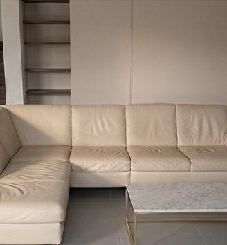 Divano in pelle Natuzzi – angolare colore crema