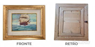 Veliero galeone con vele spiegate sul mare mosso.